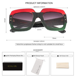 Red-Blue-Green Oversized Square Sunglasses