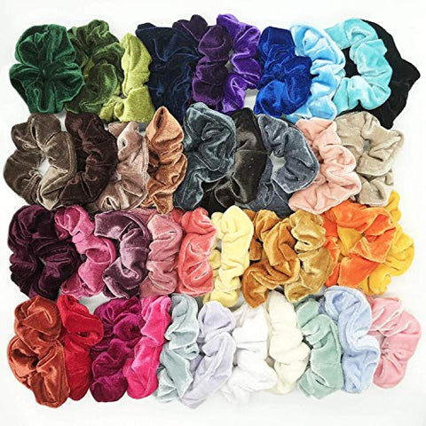 Image of 40 Piece Hair Scrunchies Velvet Elastic Hair Bands - AVM
