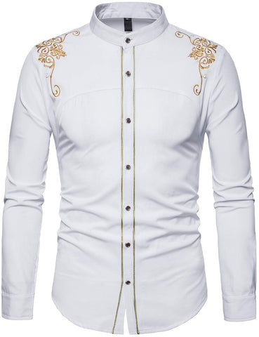 Image of Mens Casual Slim Fit Long Sleeve Button Down Dress Shirts - AVM