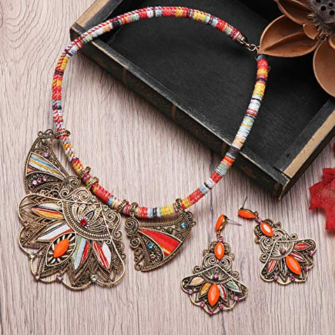 Image of Multicolor Handmade Ethnic Set, Necklace and Earrings - AVM