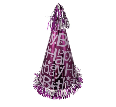 Image of Metallic Cone Party Hats- 6 count - AVM