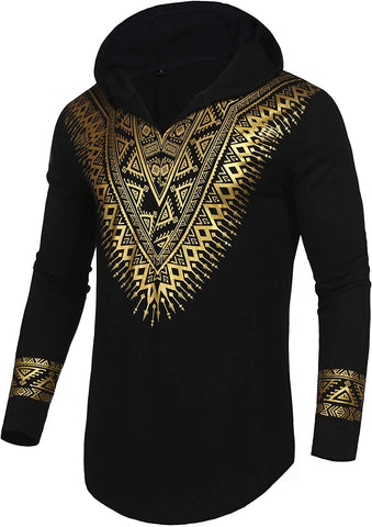 Image of Men's Afrikan Dashiki Shirt Metallic Floral hoodie - AVM