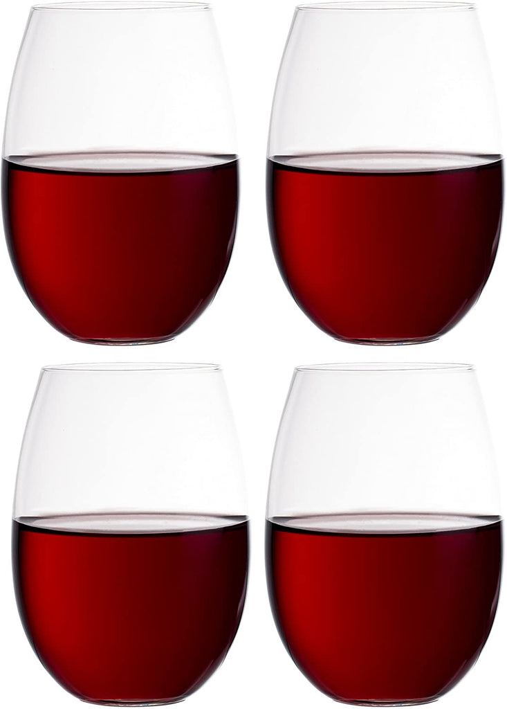 Simple Stemless Glass Wine Glasses- 4 Count - AVM