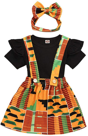 Baby's Dashiki Afrikan Print Jacket and Skirt