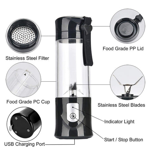 Image of USB Rechargeable Portable Mini Fruit Blender Juicer Cup - AVM