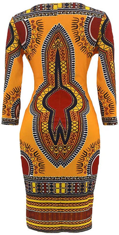 Image of Women V Neck Afrikan Printed Ethnic Style Summer Dress - AVM