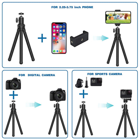 Image of Flexible 360° Rotating Mini Tripod Stand With Wireless Remote and Universal Clip - AVM