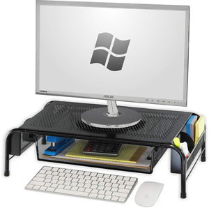 Metal Desk Monitor Stand Riser with Organizer Drawer