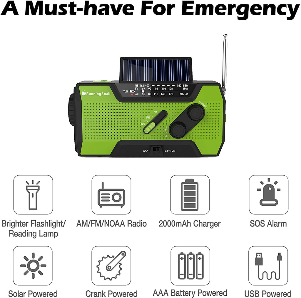 Solar Crank NOAA Weather Radio for Emergency - AVM