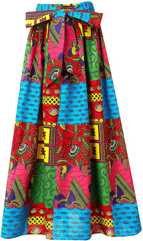 Women Afrikan Print Skirt Ankara Maxi Skirt Dashiki Skirt - AVM