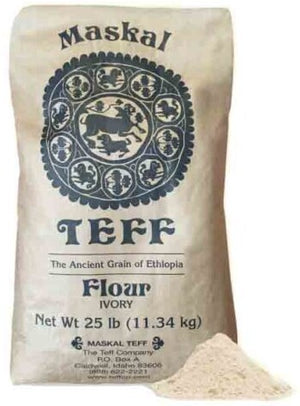 Meskel Ivory Teff Flour, 25 Lb bag, Ancient Grain Superfood and Good source of protein (መስቀል ነጭ ጤፍ) - AVM