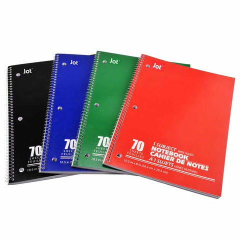 70-Sheet Wide-Ruled Spiral Single-Subject Notebooks, 3 pack - AVM