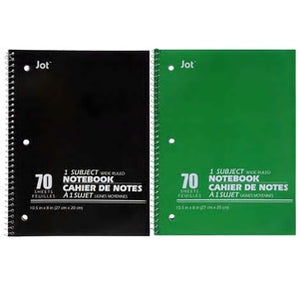 70-Sheet Wide-Ruled Spiral Single-Subject Notebooks, 3 pack