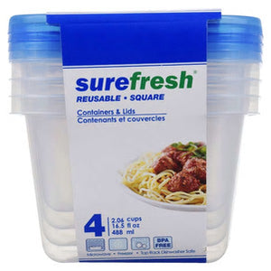 Sure Fresh Rectangular Storage Containers with Blue and Green Lids