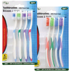 Image of Soft Nylon Bristle Toothbrushes with Travel Caps - AVM