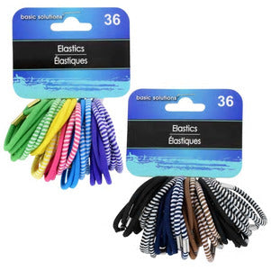 Image of Solid and Striped Hair Elastics- 36 Count - AVM