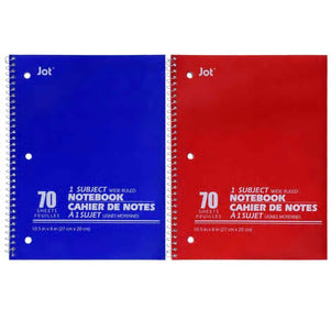 Image of 70-Sheet Wide-Ruled Spiral Single-Subject Notebooks, 3 pack - AVM