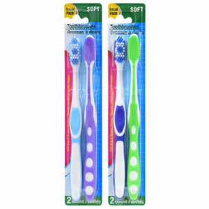 Adult Soft-Bristled Toothbrushes- 4 count (2 packs)