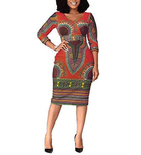summer dress printed Women V Neck Afrikan Printed Ethnic Style Summer Dress