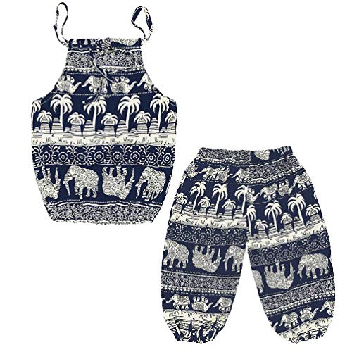 Baby Girls Boho Elephant Tops Harem Pants 2 Piece Outfits - AVM