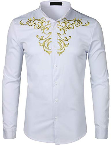 Image of Men's Luxury Gold Embroidery Design Shirts - AVM