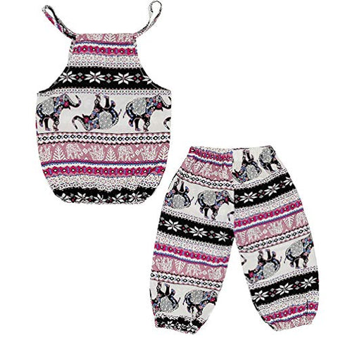 Image of Baby Girls Boho Elephant Tops Harem Pants 2 Piece Outfits - AVM