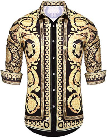 Mens long sleeve luxury design print dress hot sale shirt