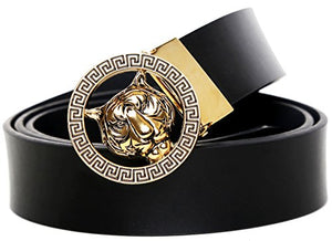 Men's Luxury Gold/Silver Tiger Leather Belt