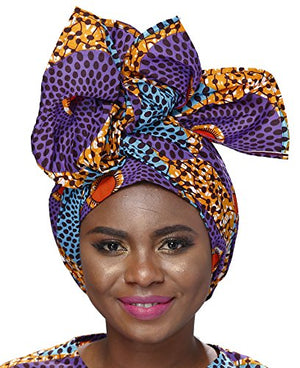 Afrikan Traditional Wax Print Head wrap Headwrap Scarf Tie - AVM