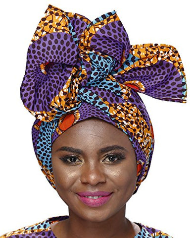 Image of Afrikan Traditional Wax Print Head wrap Headwrap Scarf Tie - AVM