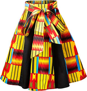 Afrikan Women Traditional Costume Flower Print Casual Dashiki Skirt - AVM