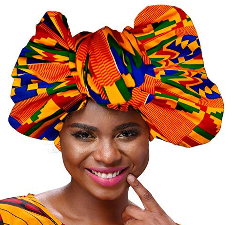 Image of Afrikan Traditional Wax Print Head wrap Headwrap Scarf Tie - AVM