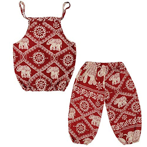 Image of Baby Girls Boho Elephant Tops Harem Pants 2 Piece Outfits - AVM