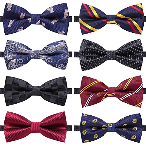 8 PACKS Elegant Adjustable Pre-tied bow ties for Men And Boys - AVM